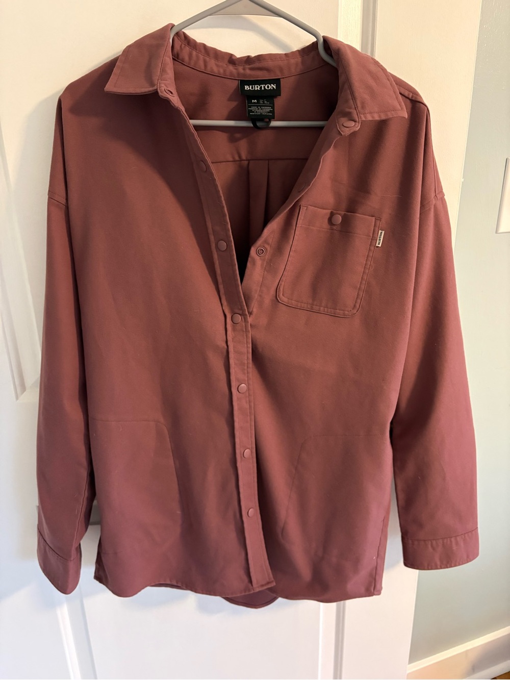 Burton Button-Front Shirt Jacket in Dusty Mauve
